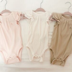 GAP Kids Ruffled Bodysuit Trio - Pink, Cream, Tan